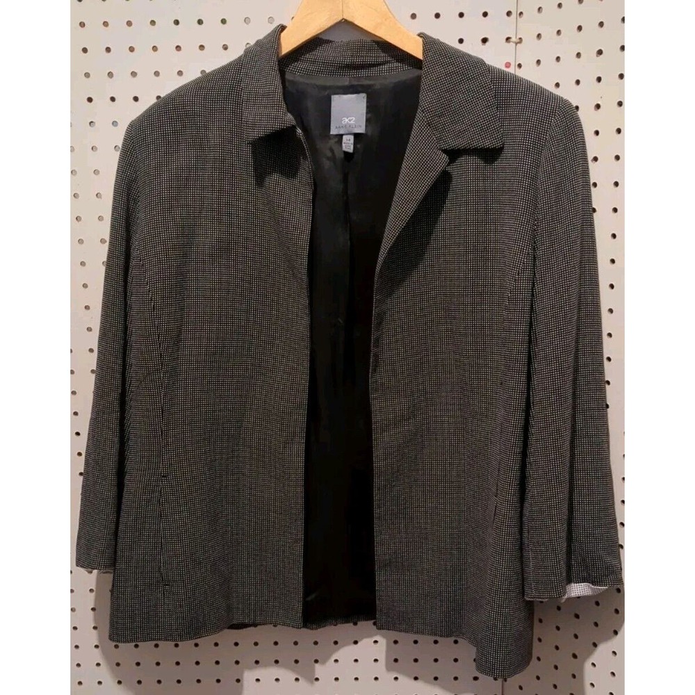 Anne Klein Blazer Jacket Black White Size 14